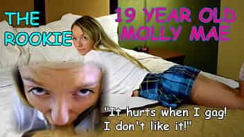 19 year old Molly Mae is in over her head on porn casting audition with creepy old producer who wants her to gag on his cock video