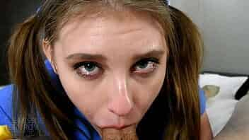 Innocent 18 year old virgin vlogger Melody Marks overwhelmed at first porn audition with creepy old man gags cries on cock for first time video