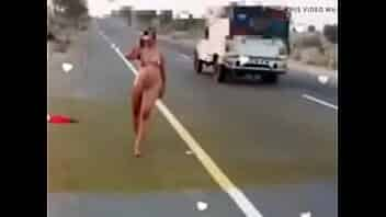 Nude wife on public road video