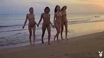 4 playboy girls on the beach video