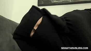 A sexy woman dressed in a niqab got a live hard cock in her pussy video